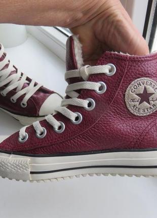 Зимние кожаные кеды converse . на меху. унисекс. размер 36,5(23,5см)