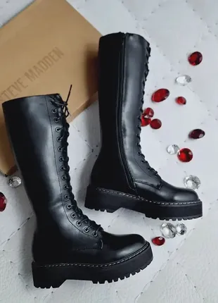 Steve madden оригінал чорні чоботи на платформі та шнурівці