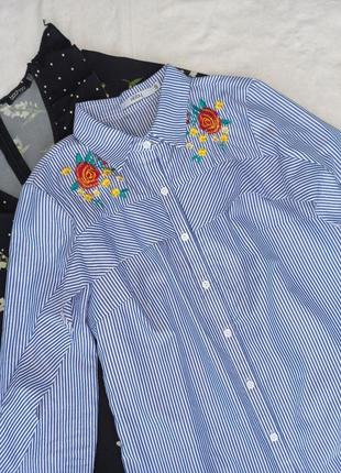 Рубашка в полоску с вышивкой3 фото