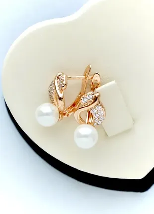 Серьги с жемчужинками фирма xuping m&l (медицинское золото)