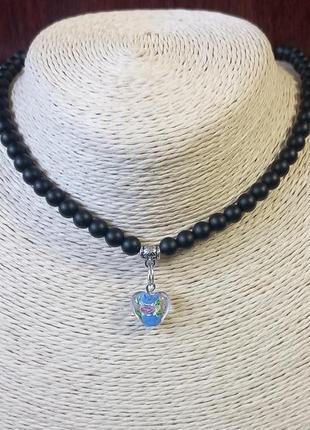 Чокер - шунгит - муранское стекло.