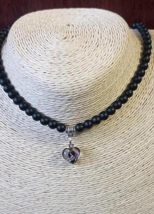 Чокер - шунгит - муранское стекло.