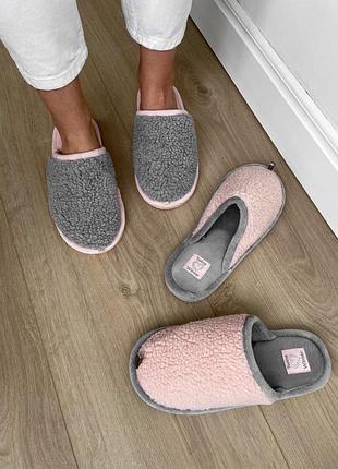 Тапочки тапочки текстиль серые розовые 584778