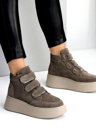 22988 черевики зимові замшеві на натуральному хутрі