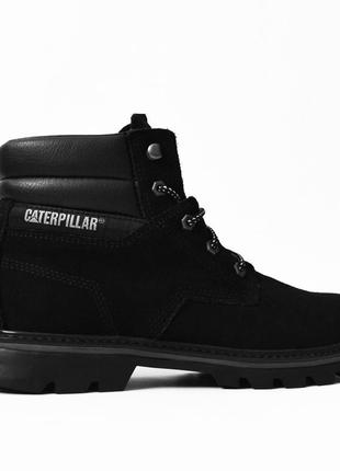 Брендові оригінальні чорні теплі шкіряні черевики caterpillar