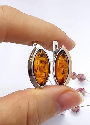 Серьги серебряные с золотыми вставками