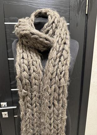 Объемный теплый, длинный, коричневый шарф 🧣