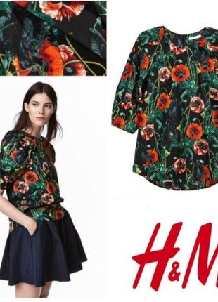 H&m жіноча бавовняна блузка з маками