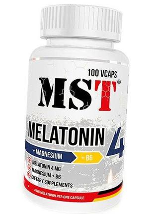 Комплекс для сну, мелатонін магній та вітамін в6, melatonin 4, mst 100вегкапс (72288005)