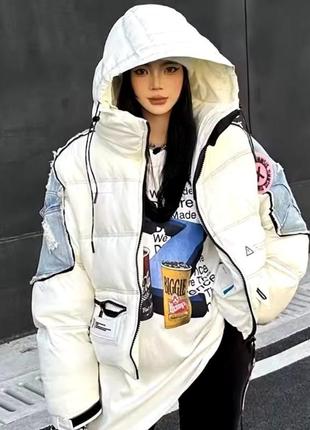 Трендовий пуховик комбінація