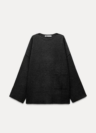 Однотонний трикотажний светр із кишенею  zara
