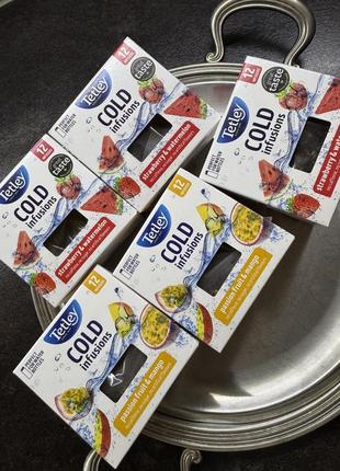 Фруктовий  чай  tetley, полуниця/кавун; манго/ маракуйя, холодний чай