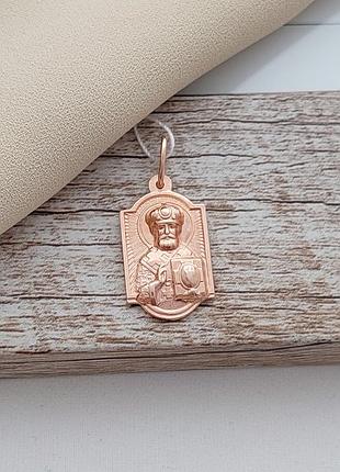Ладанка золотая с образом николая чудотворца  и голубем мира 2.08