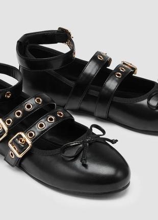 Шикарні балетки ремінець із бантом mary jane flats