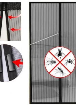 Москитная магнитная шторка magic mesh сетка на дверь для защиты от насекомых легкая и удобная в установк ku-22