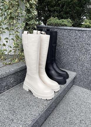 Сапоги трубы высокие (черные и молочные)