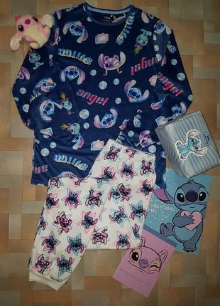Тепла піжама фліс-велюр, комплект стик, stitch disney 12-13 років 158 см