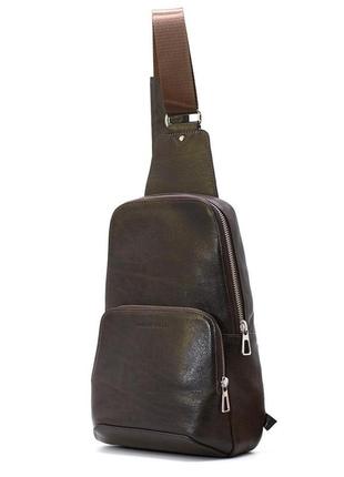 Шкіряна сумка-слінг grande pelle 31х20х7 см коричневий cl0133470