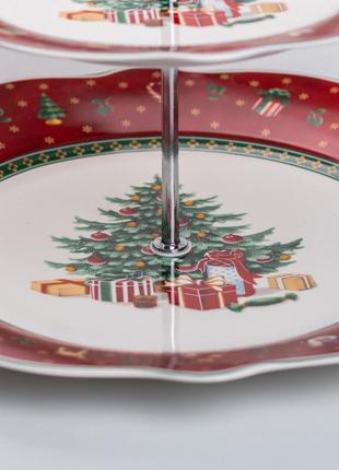 Фруктівниця на 2 яруси фуршетна стійка для закусок цукерниця новорічна