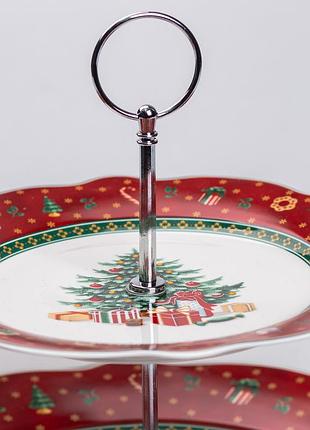 Фруктівниця на 2 яруси фуршетна стійка для закусок цукерниця новорічна