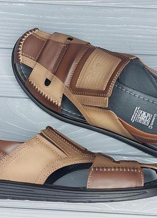 Натуральна шкіра!! чоловічі коричневі шкіряні сандалії тм bumer/dav!!