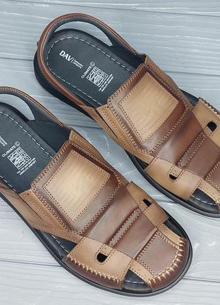 Натуральная кожа!!! мужские коричневые кожаные сандалии тм bumer / dav!!!7 фото