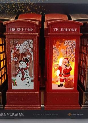 Новорічний декоративний ліхтар "christmas flasks" led телефонний будок 12 х 5 х 5 см.