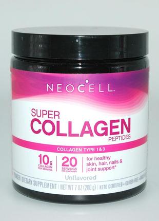 Супер колаген пептиди, тип 1 і 3, neocell, 6000 мг, 200 г