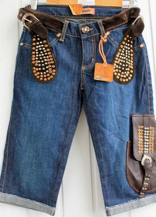 Бриджи жіночі стильні sheriff з поясом  та заклепками та стразами