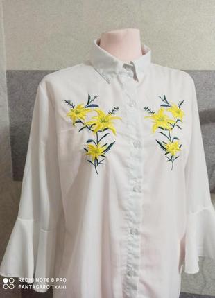 Хлопковая 100% рубашка блуза с вышовкой3 фото