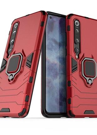 Чехол ring case для xiaomi mi 10 pro бронированный бампер с кольцом красный
