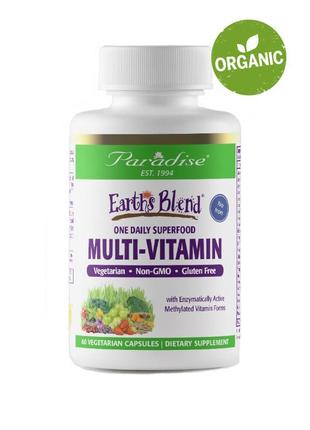 Paradise herbs, earth´s blend, мультивитамины для мужчин и женщин, без железа, 60 капсул
