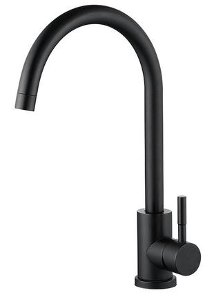 Смеситель для кухни zerix lux-011 black из нерж. стали sus304 (цв. черный) (zx4868)