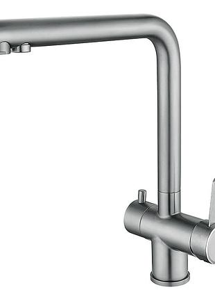 Кухонный смеситель на две воды mixxus fan-021 из нерж. стали sus304 (mi6109)