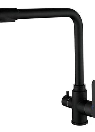 Смеситель для кухни zerix dax-021 black с вых. для питьевой воды (нерж. сталь) (zx4825)