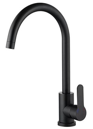 Смеситель для кухни zerix dax-011 black из нерж. стали sus304 (цв. черный) (zx4817)