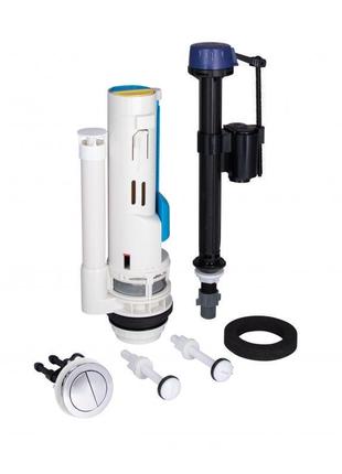 Qtap wdi комплект арматури для бачка унітаза з подвійною круглою кнопкою змиву 4,8 см і клапаном нижнього подавання