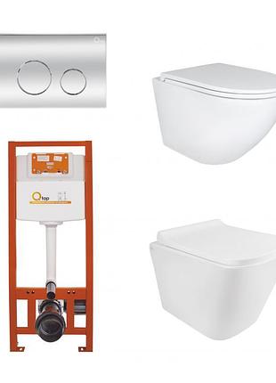 Набор: qtap robin + tern ultra quiet унитаз подвесной + nest комплект инсталляции 4в1 (клавиша круглая chrome)
