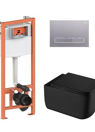 Комплект: qtap gemini ultra quiet унитаз подвесной qt2533076euqmb + nest комплект инсталляции 4в1 (клавиша