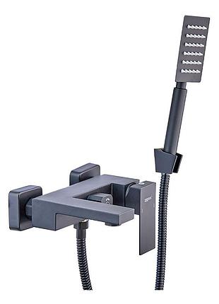 Смеситель для ванны zerix kub-008 (euro) black с нерж. стали sus304 (цв. черный) (zx4851)