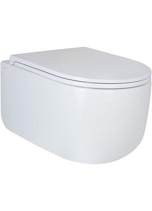 Унитаз подвесной qtap taurus безободковый с сиденьем soft-close qt2433084euqw
