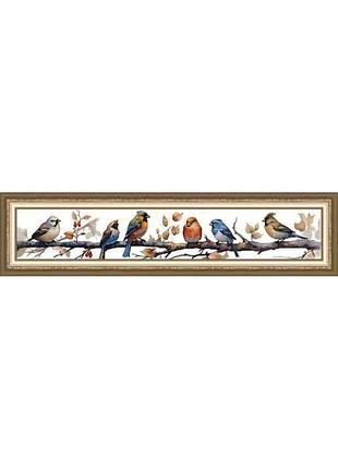 Набор для вышивания по нанесённой на канву схеме "birdies 4".aida 14ct printed , 95*19 см