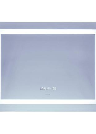 Зеркало mixxus warm mr02-80x60 (часы, led-подсветка, антизапотевание) (mi6004)