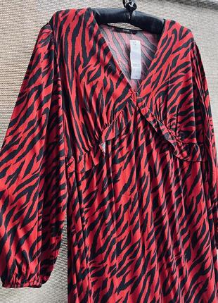 Сукня натуральна віскозна зебра вільного крою волан рюша штапель плаття2 фото