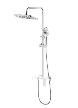 Душевая система универсальная qtap gemini на три потребителя (с изливом) qtgem111crw45687 chrome/white