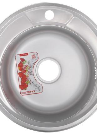 Мийка кухонна zerix z490-06-180e (satin) (zx1582)