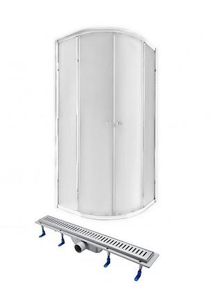 Qt душевая кабина presto crm1099ap5, полукруг, 90x90, стекло 5мм pear + qt dry fa304-700 линейный трап,