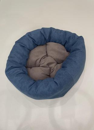 Лежак для котов и собак skypuff 50 см denim +  latte