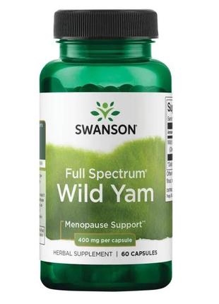 Дикий ямс повного спектру від swanson(wild yam), 400 мг, 60 капсул
