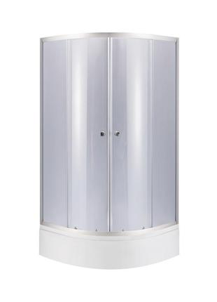 Lidz latwa sc80x80.sat.mid.gr душова кабіна напівкругла, скло тон. 4 мм + lidz душовий піддон kapielka